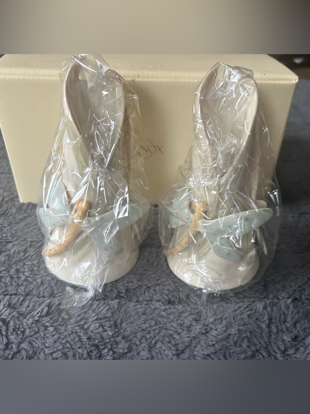 Pair of Lenox Garden Splendor Dragonfly Porcelain Candlestick Holders - 5.5"